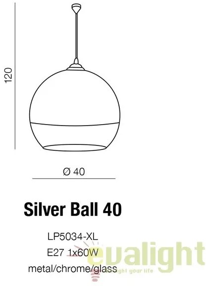 Pendul design modern 40cm Silver Ball