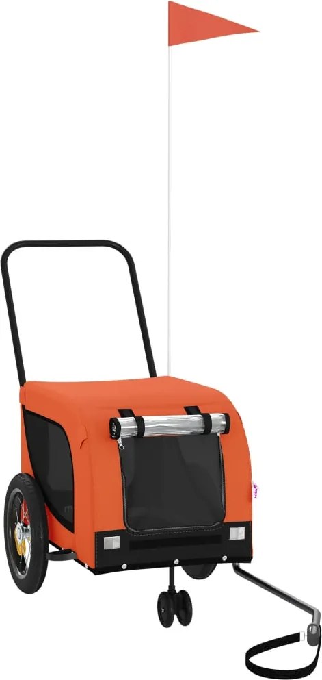 vidaXL Remorcă bicicletă animale companie portocaliu/negru oxford/fier