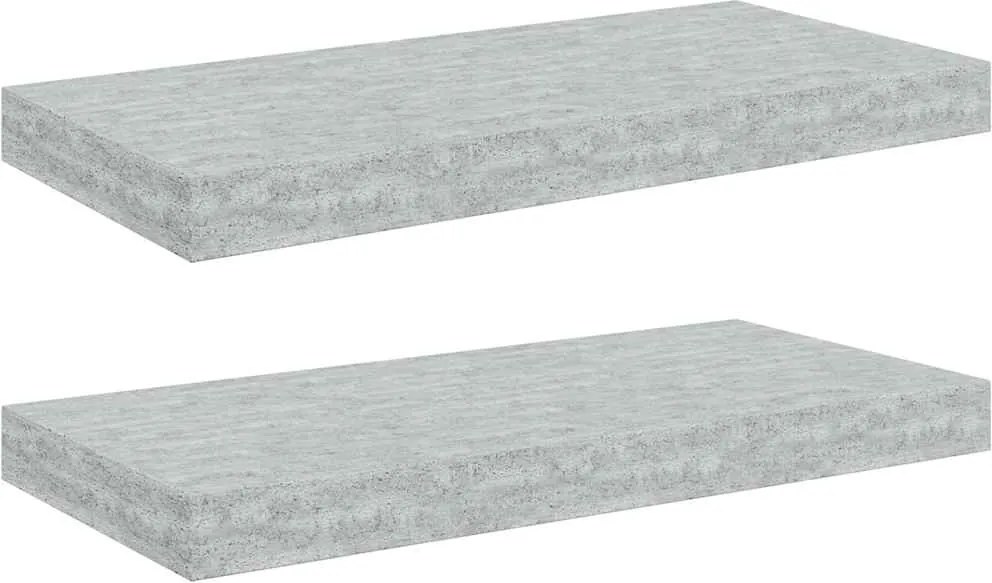 vidaXL Rafturi de perete suspendate 2 buc. gri beton 50x23x3,8 cm MDF