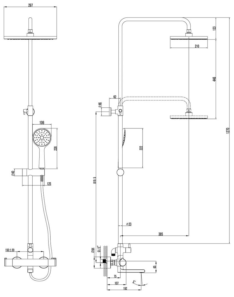 Coloana dus Lemark, termostat, crom - LM7862C-EU