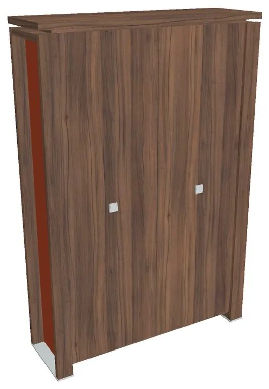 Dulap înalt pentru haine Verno+ S 140 x 46 x 210 cm, nuc / portocaliu