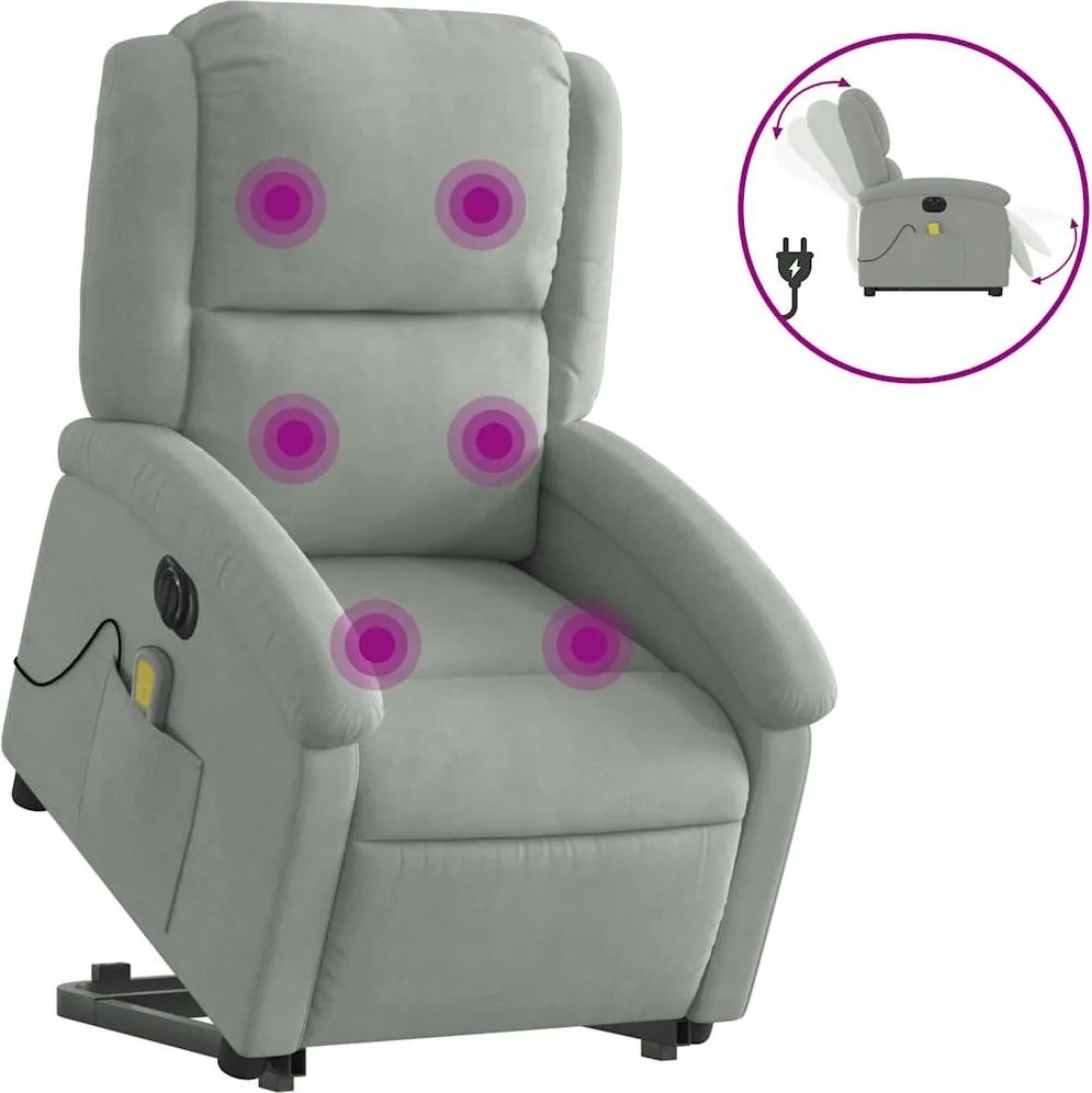 vidaXL Fotoliu electric masaj rabatabil cu ridicare gri închis catifea