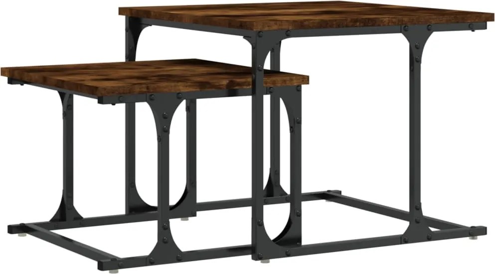 vidaXL Mese suprapuse de cafea, 2 buc, stejar afumat, lemn prelucrat