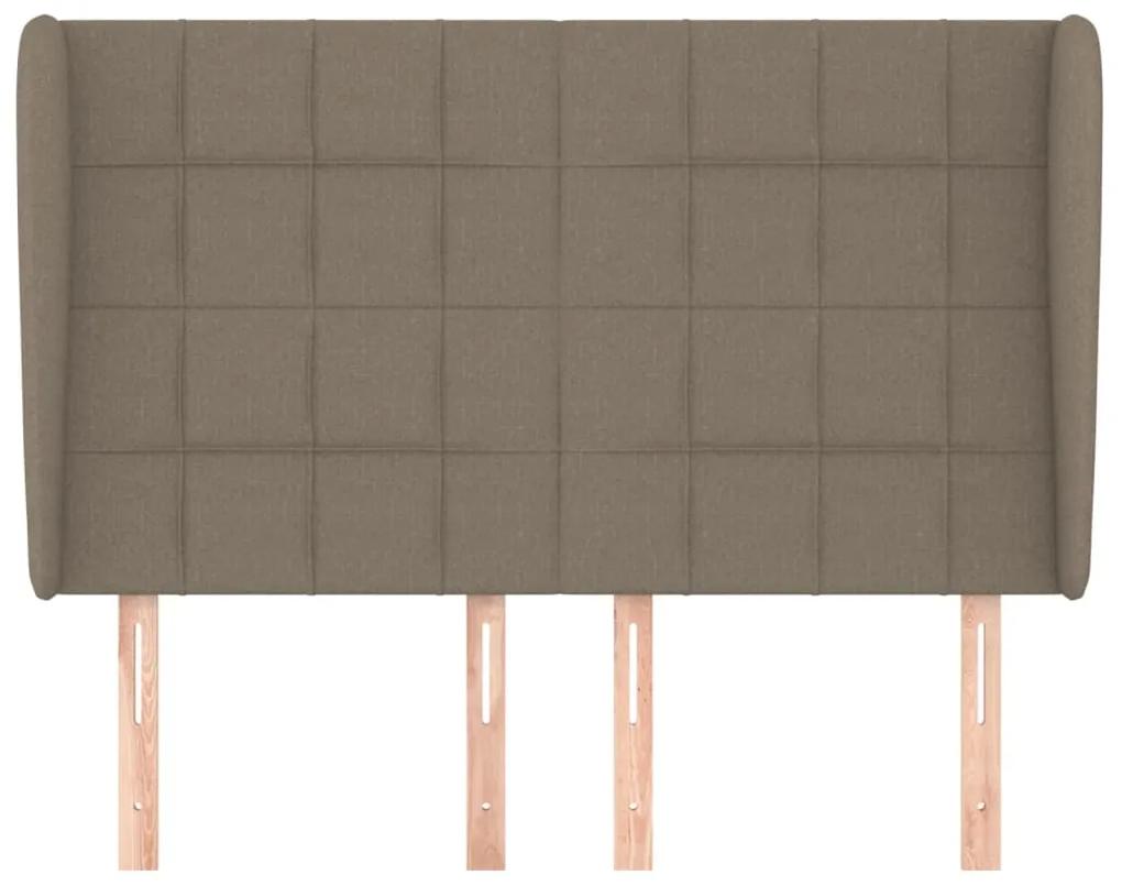 Tablie de pat cu aripioare gri taupe 147x23x118 128 cm textil 1, Gri taupe, 147 x 23 x 118 128 cm