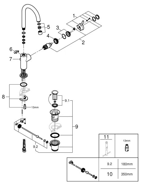 GROHE 23783000 - Baterie pentru lavoar START CLASSIC, 311 mm, crom lucios
