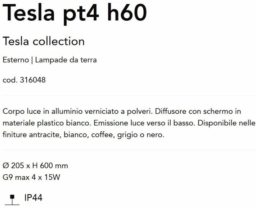 Stalp pentru iluminat exterior Tesla pt4 h60 cafeniu