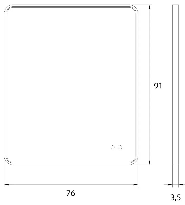 Oglinda baie cu iluminat LED MIRROR Negru 76x91cm