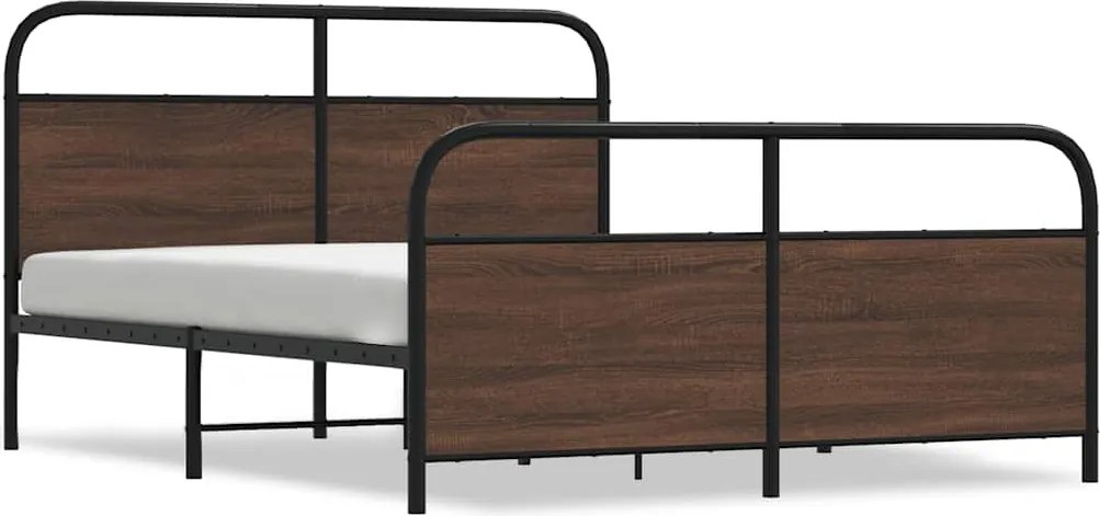 vidaXL Cadru de pat metalic fără saltea, stejar maro, 160x200 cm