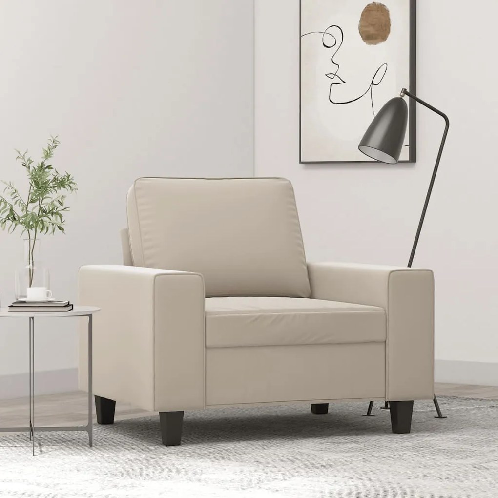 348973 vidaXL Fotoliu canapea, crem, 60 cm, textil microfibră