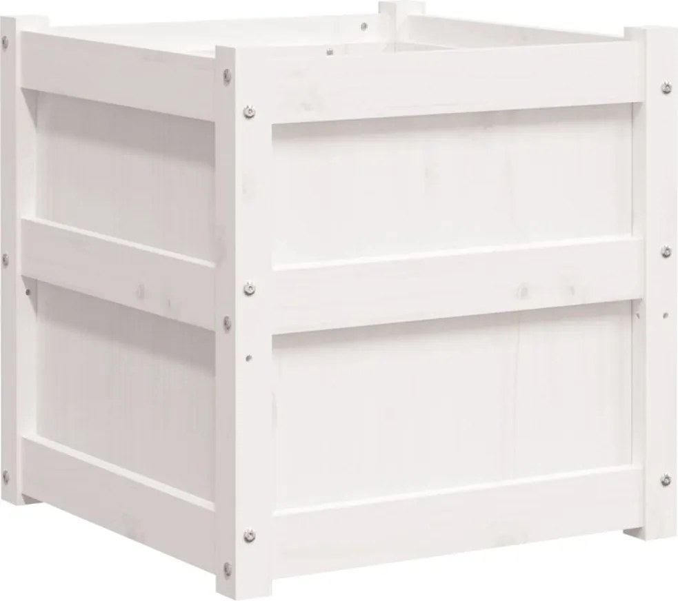 vidaXL Jardiniere de grădină, 50x50x50 cm, alb lemn masiv de pin