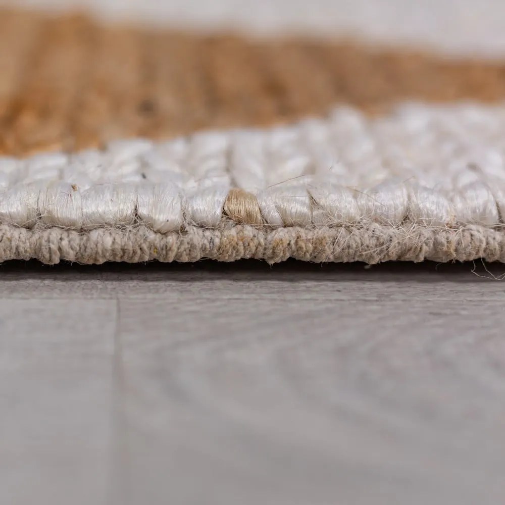 Covor alb-în culoare naturală țesut manual din amestec de iută 160x230 cm Effie Diamond – Flair Rugs
