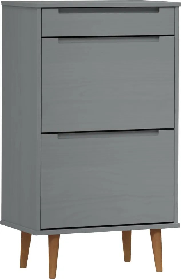 vidaXL Pantofar "MOLDE", gri, 59,5x35x103 cm, lemn masiv de pin