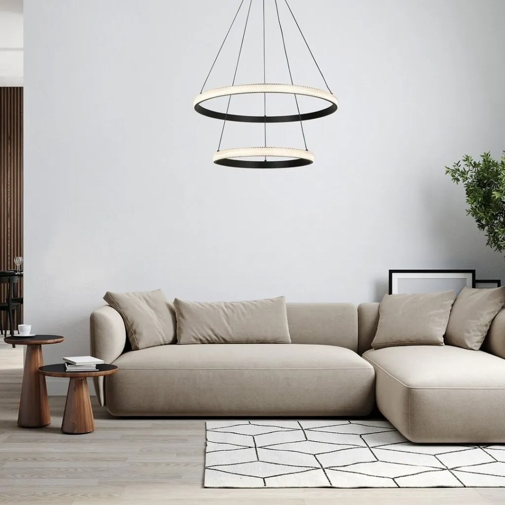 Lustra suspendata cu 2 inele LED Grete 60cm