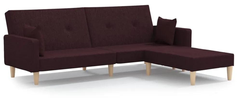 Canapea extensibila cu 2 locuri, cu taburet, violet, textil Violet, Cu suport de picioare