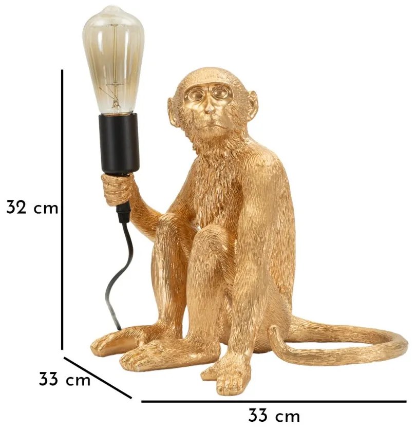 Mauro Ferretti Lampă De Masă Design Maimuță Șezută Auriu Cm 33X33X30 | Aosom Romania