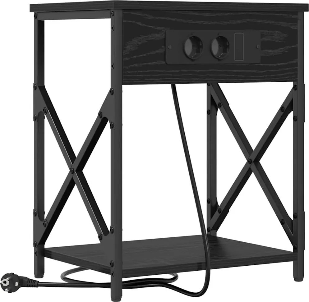 vidaXL Dulap de noapte Stejar Negru 41 x 31 x 51 cm Lemn compozit