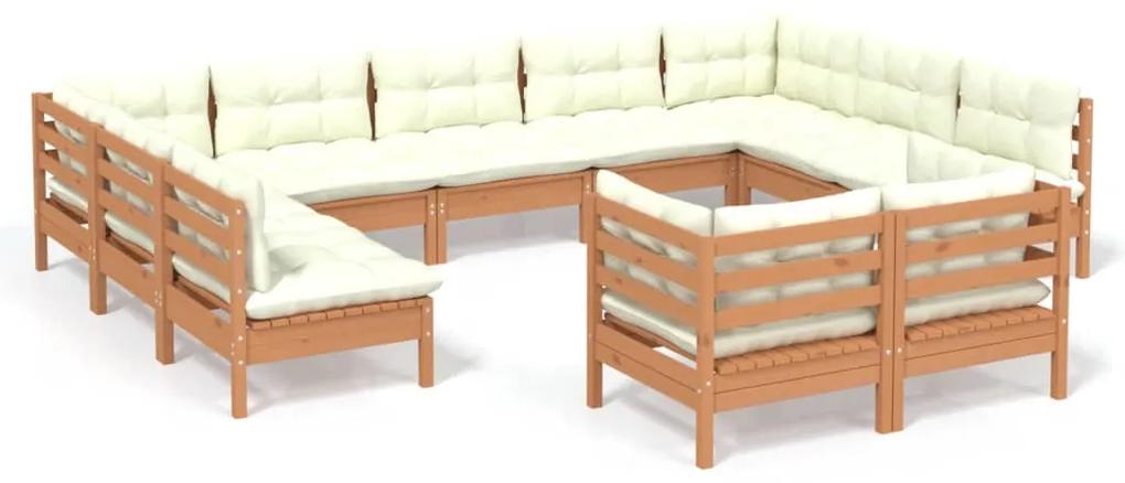 3097262 vidaXL Set mobilier relaxare grădină perne 11piese lemn pin maro miere