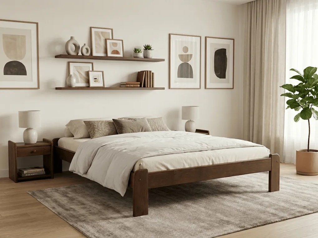 Pat ADA 120 x 200 cm stejar Saltele: Cu saltele Coco Maxi 20 cm, Somiera pat: Cu lamele drepte