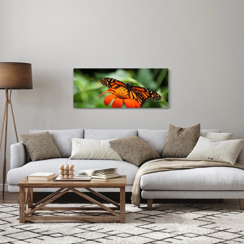 Tablou cu fluture pe floare (120x50 cm)