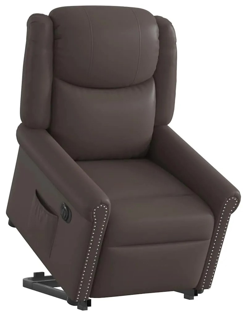 vidaXL Scaun reclinabil electric, maro strălucitor piele artificială