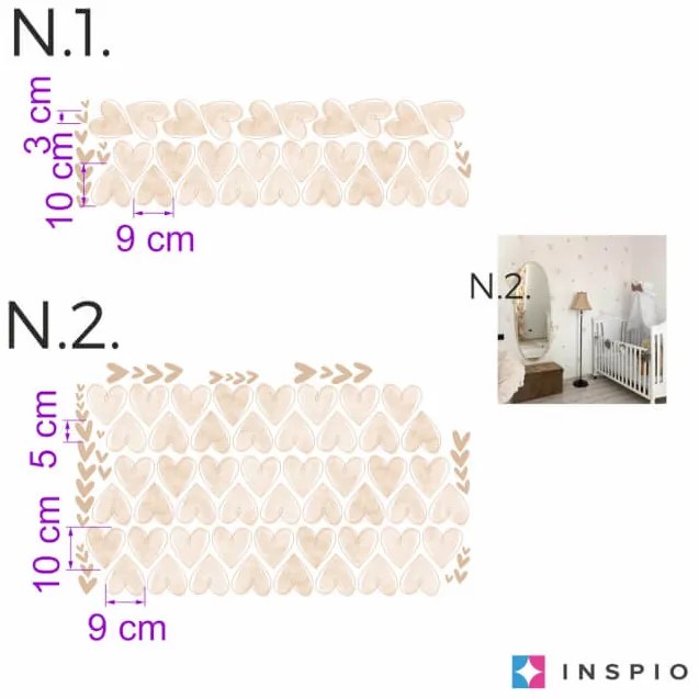 Autocolante textile INSPIO - Inimi bej pentru camera copiilor