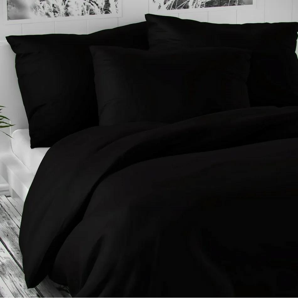 Lenjerie de pat din satin Luxury Collection, negru, 140 x 220 cm, 70 x 90 cm, 140 x 220 cm, 70 x 90 cm