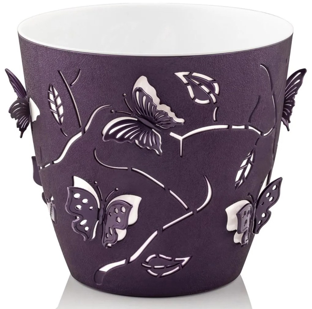 Ghiveci PP modern, rotund, model Fluture 3D, 14cm, 1.4 litri