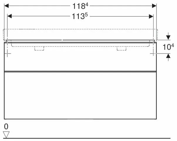 Dulap baza pentru lavoar dublu suspendat Geberit Smyle Square nuc 2 sertare 119 cm