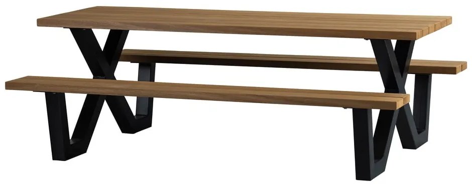 Masă de grădină cu bănci fixe WOOOD Tablo, 206 x 145 cm