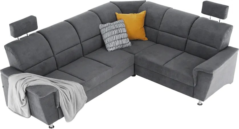 Colţar extensibil, material textil gri, model dreapta, SANTIAGO