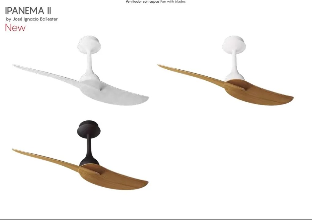 Ventilator cu 2 palete si telecomanda IPANEMA II alb/ aspect lemn MA-9039