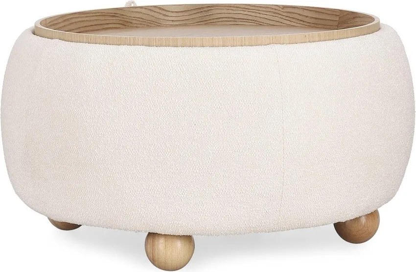 Puf crem cu tapițerie din țesătură bouclé Irisha – Bizzotto