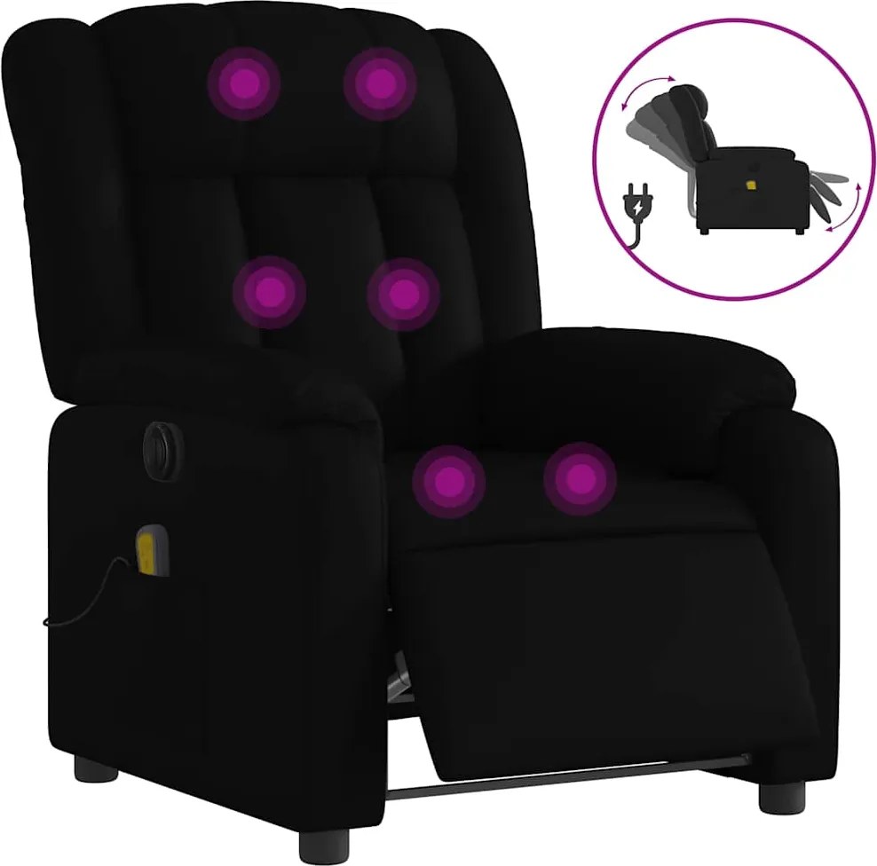 vidaXL Fotoliu electric de masaj rabatabil, negru, piele ecologică