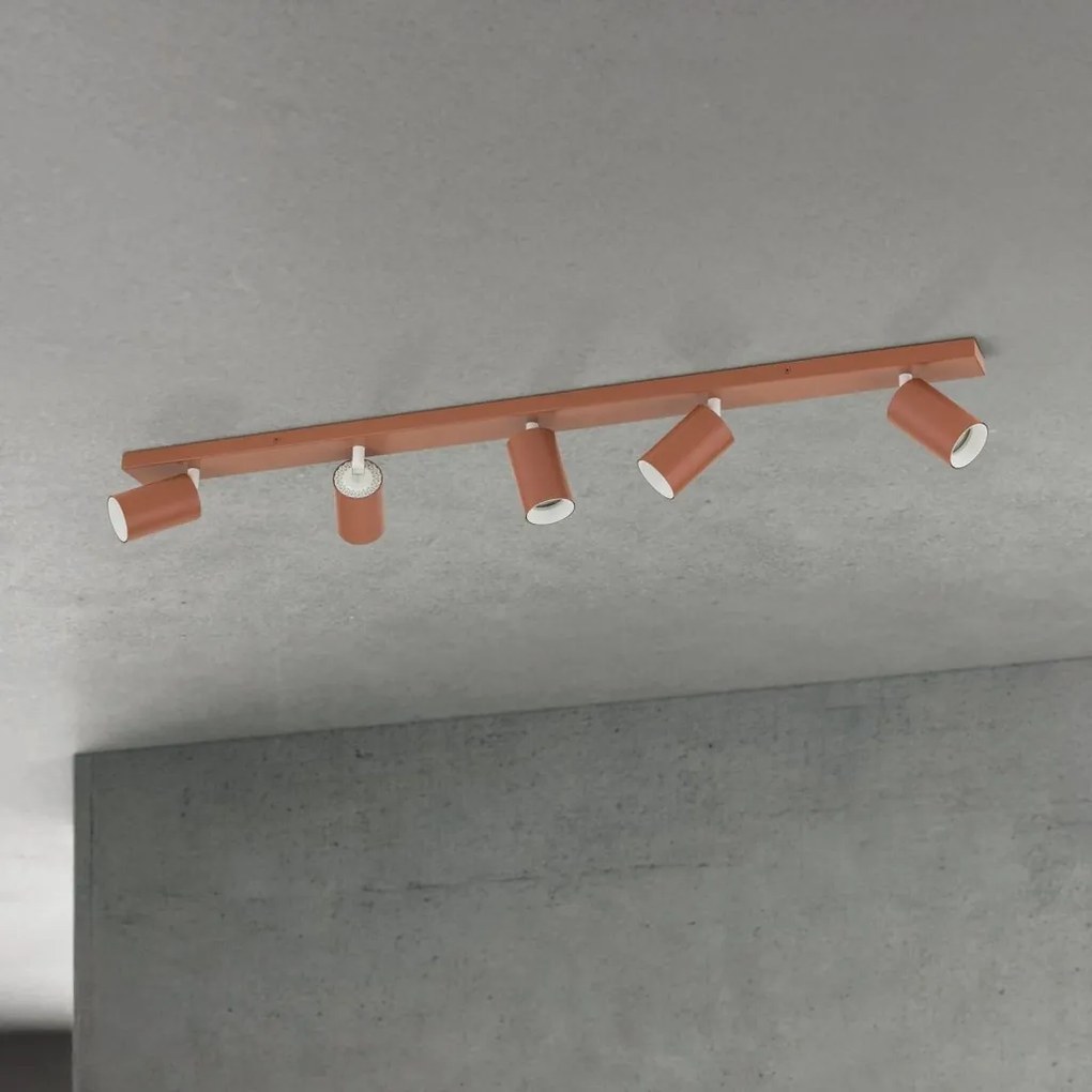 Plafoniera cu 5 spoturi directionabile stil minimalist PENN, rosu coral