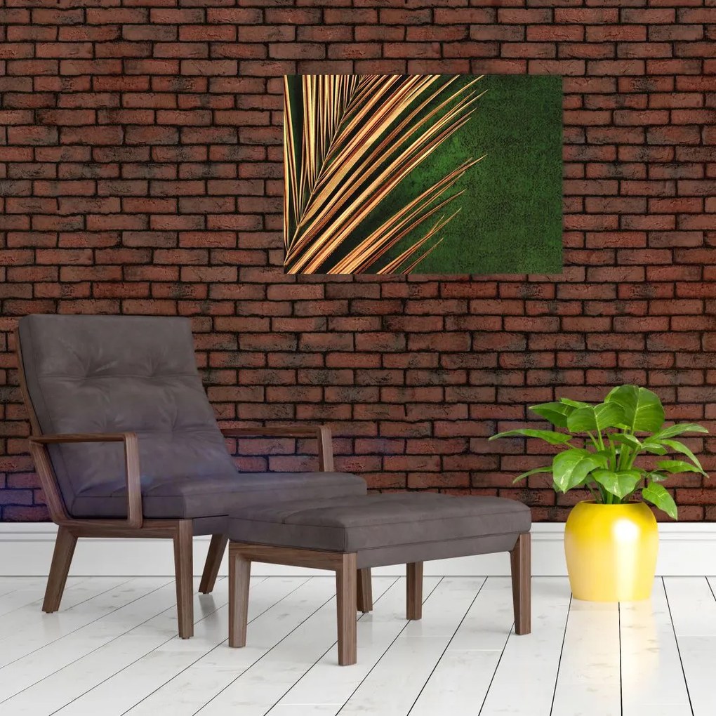 Tablou pe sticlă cu frunză (70x50 cm)