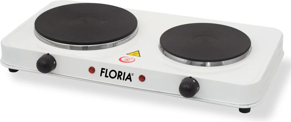 Plita electrica Floria Alb ZLN2843, 18.5 x 15.5 cm, 2 ochiuri, termostat reglabil,