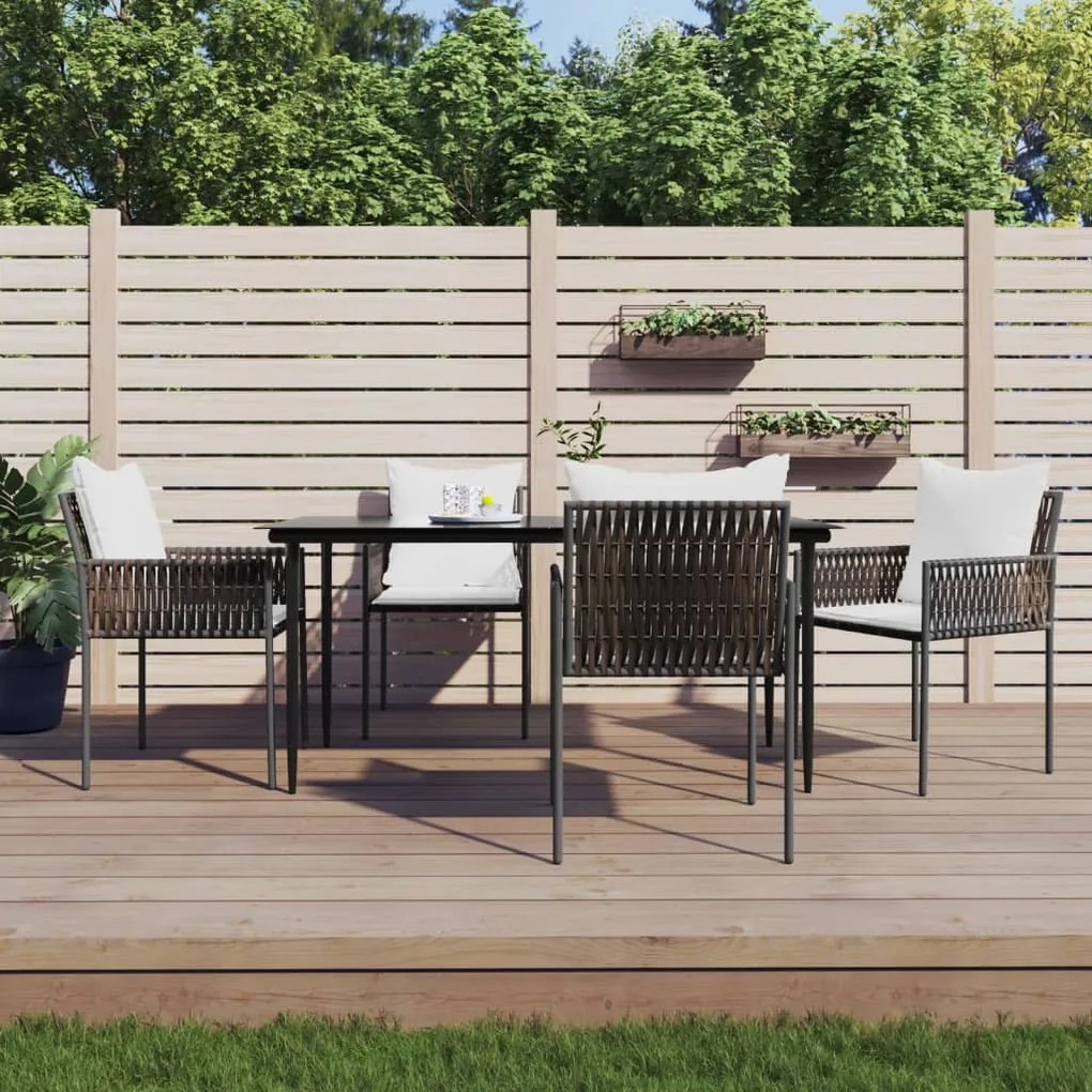 vidaXL Set mobilier de grădină cu perne, 5 piese, poliratan și oțel