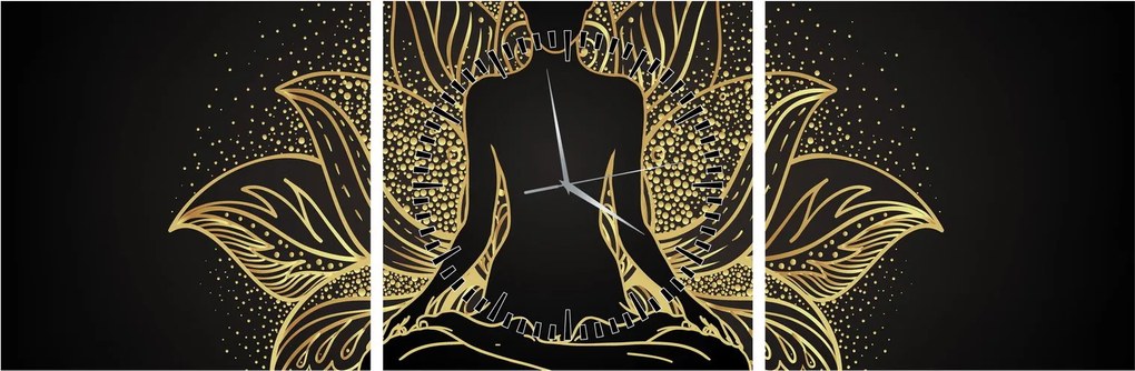 Tablou - Silueta într-o floare de lotus (cu ceas) (90x30 cm)