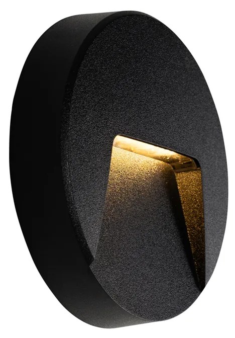 Set de 2 aplice de exterior rotunde negre cu LED IP65 - Gem
