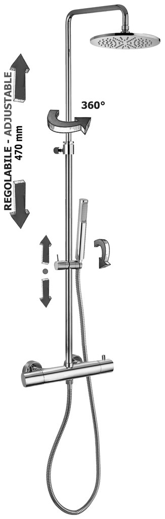 Paffoni Rubinetterie set de duș perete cu termostat da crom ZCOL638LIQCR