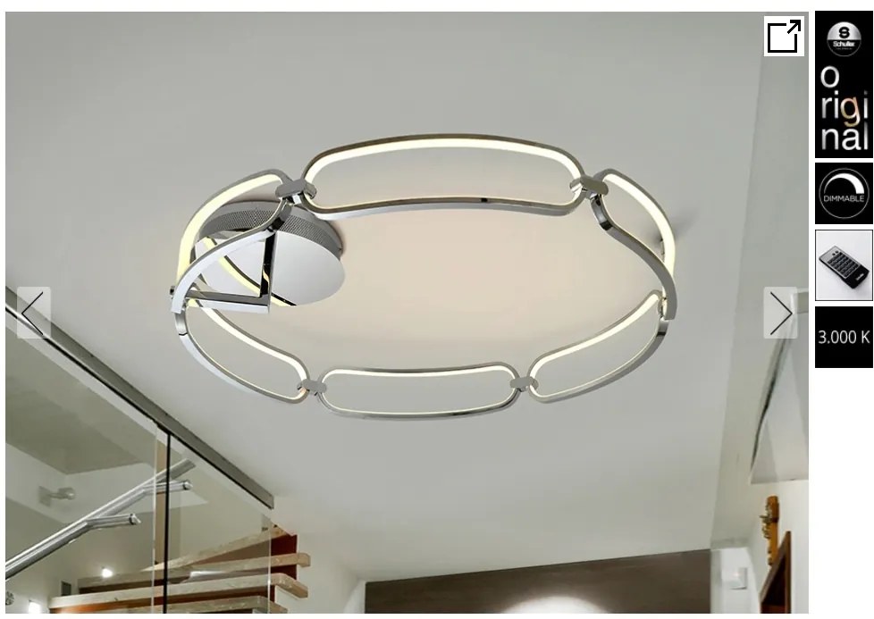 Lustra LED dimabila cu telecomanda design ultra-modern 80cm Colette crom