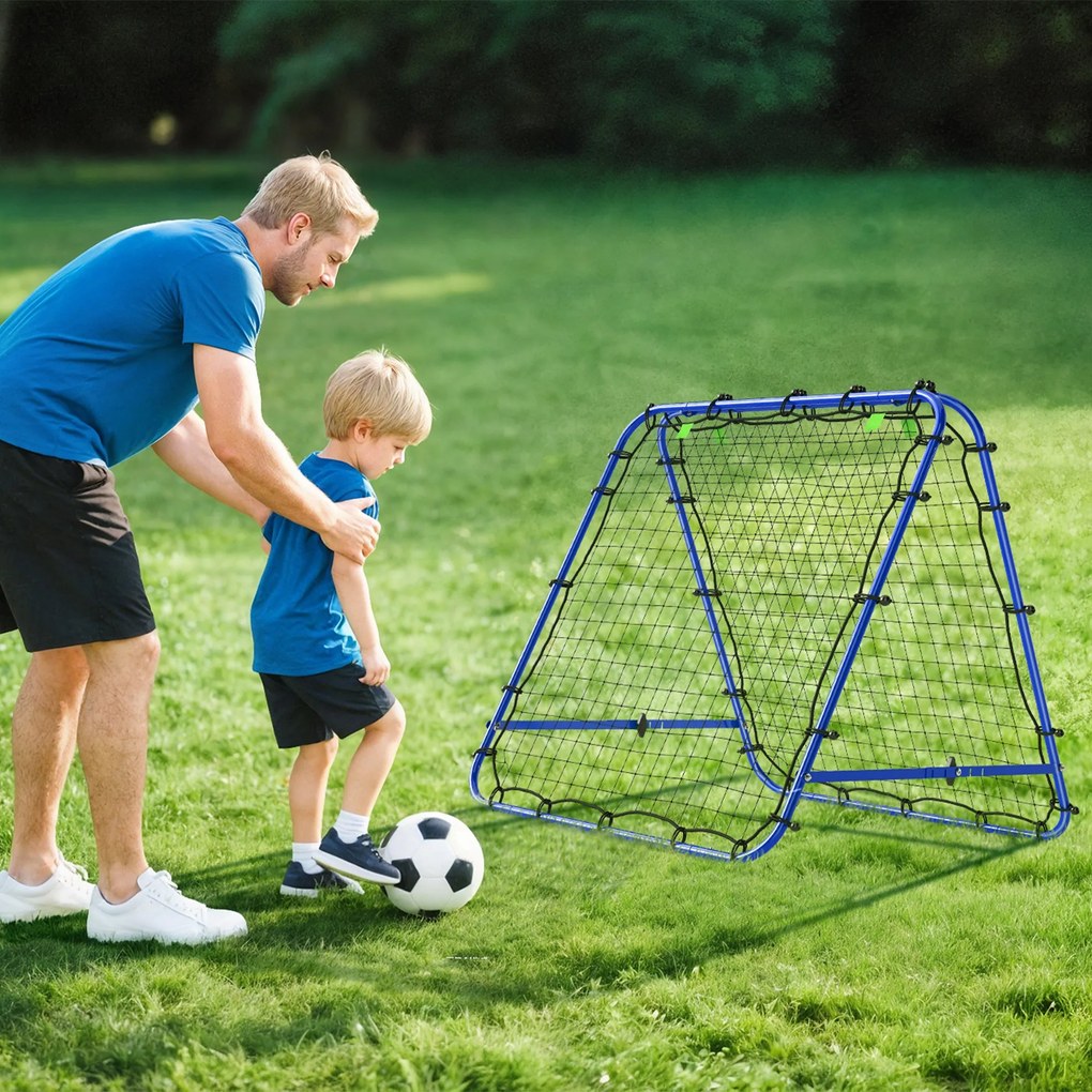 HOMCOM Poartă de Fotbal Pliabilă din PE și Metal, cu Unghi Ajustabil, Ideală pentru Antrenament, 100x95x90cm, Albastru | Aosom Romania