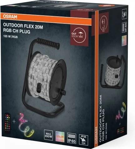 Osram - bandă LED RGB reglabilă pentru exterior FLEX 20m LED/135W/230V IP65 + DO