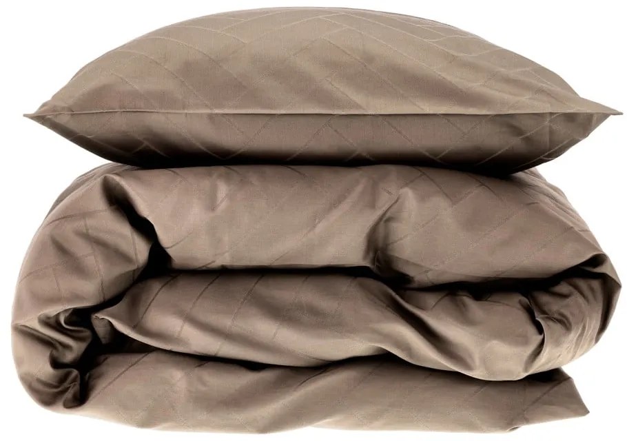 Lenjerie de pat taupe din damasc pentru pat de o persoană, extinsă 140x220 cm Tiles – Södahl