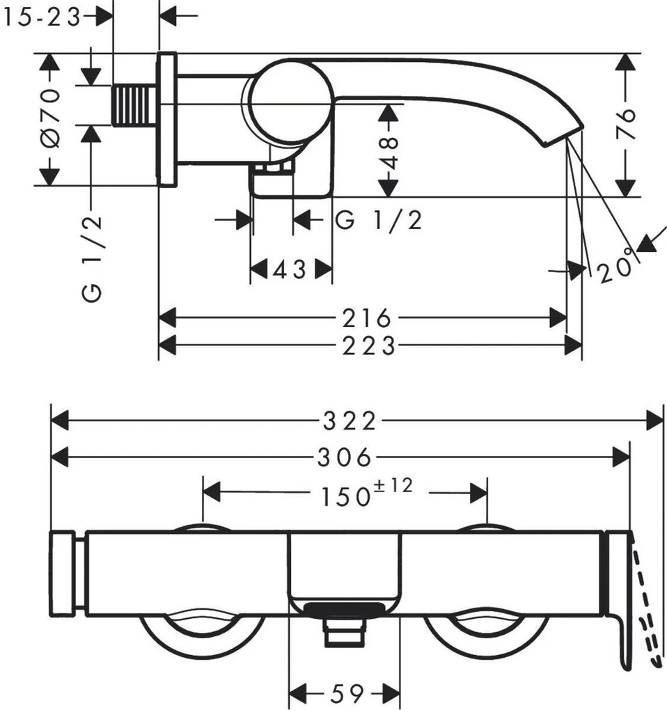 Baterie cada Hansgrohe Vivenis, negru mat - 75420670