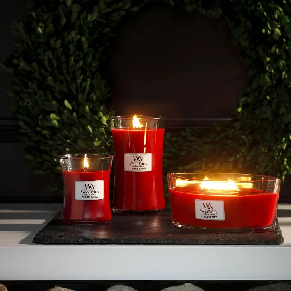 Lumânare parfumată vază mare WoodWick CrimsonBerries, 609 g