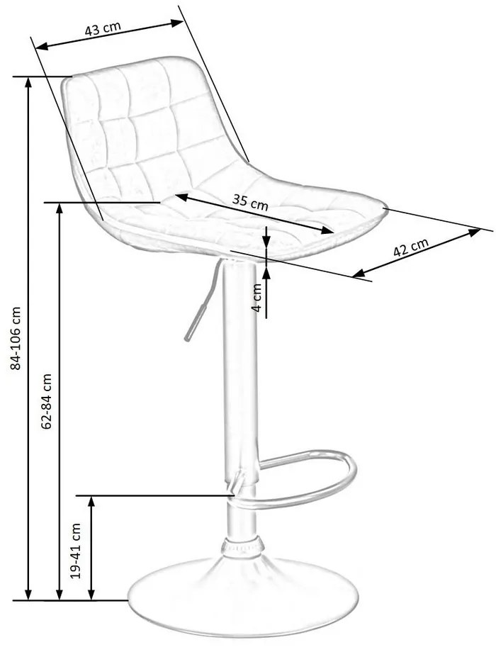 Scaun de bar Kinsley, albastru/negru