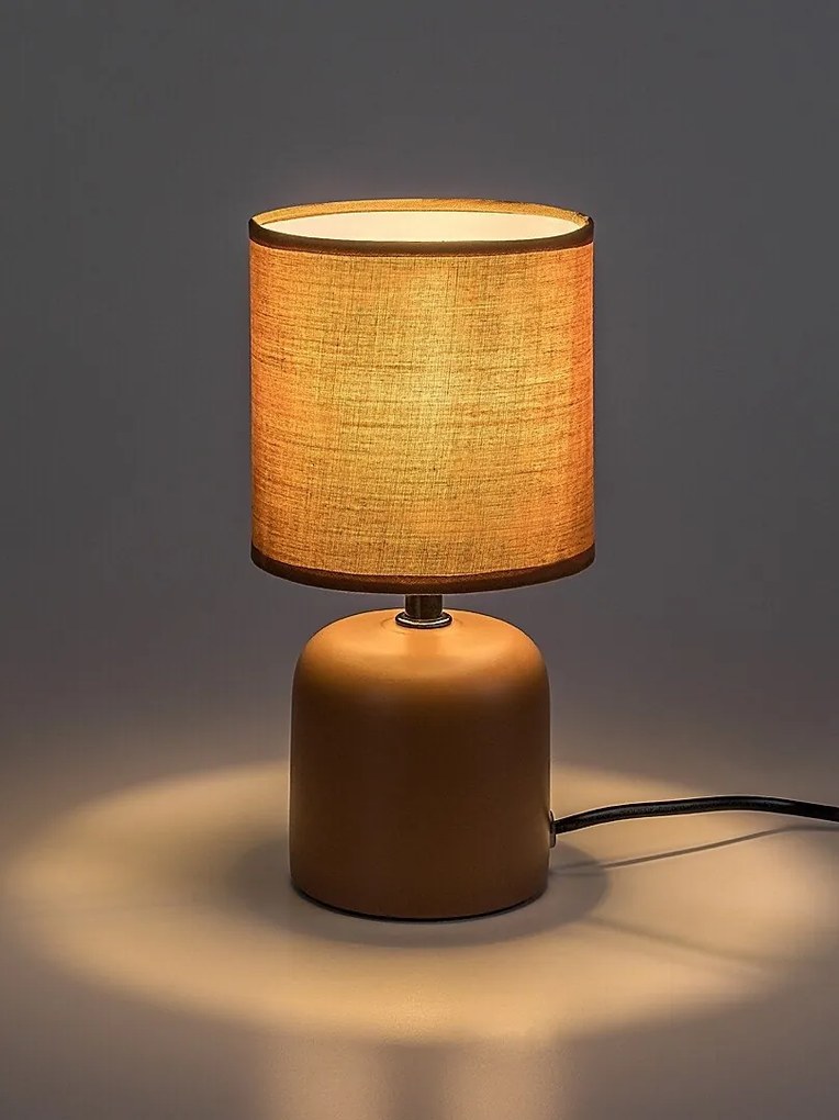 Lampa de masa ceramica si abajur maro Daphni