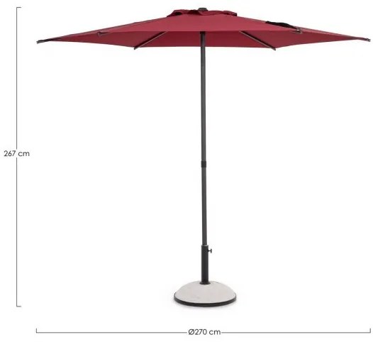 Umbrela de gradina cu brat pivotant rosu bordo din poliester si metal, ∅ 270 cm, Samba Bizzotto