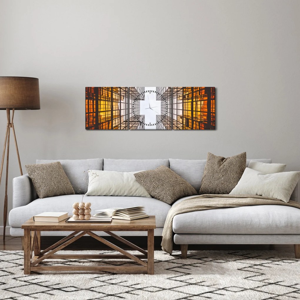 Tablou cu zgârie norii (cu ceas) (90x30 cm)